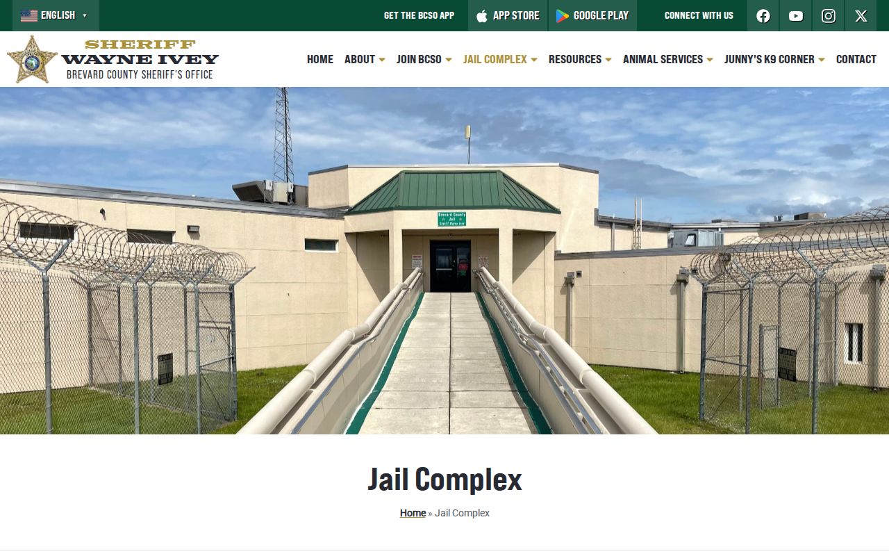 Brevard County Jail Complex booking and inmate information page